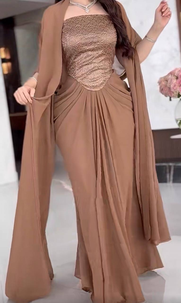 فستان سهرة كورسيه شيفون جورجيت