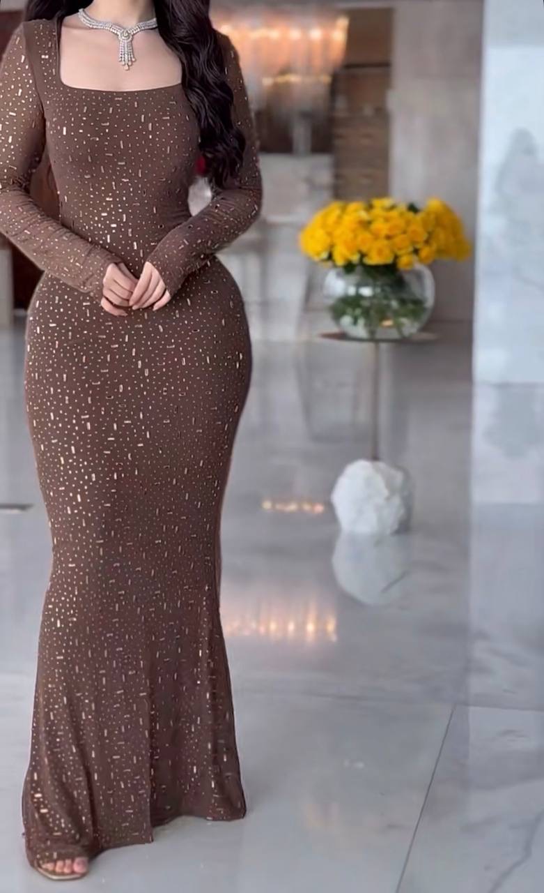 فستان سهرة تل مرصع كريستال