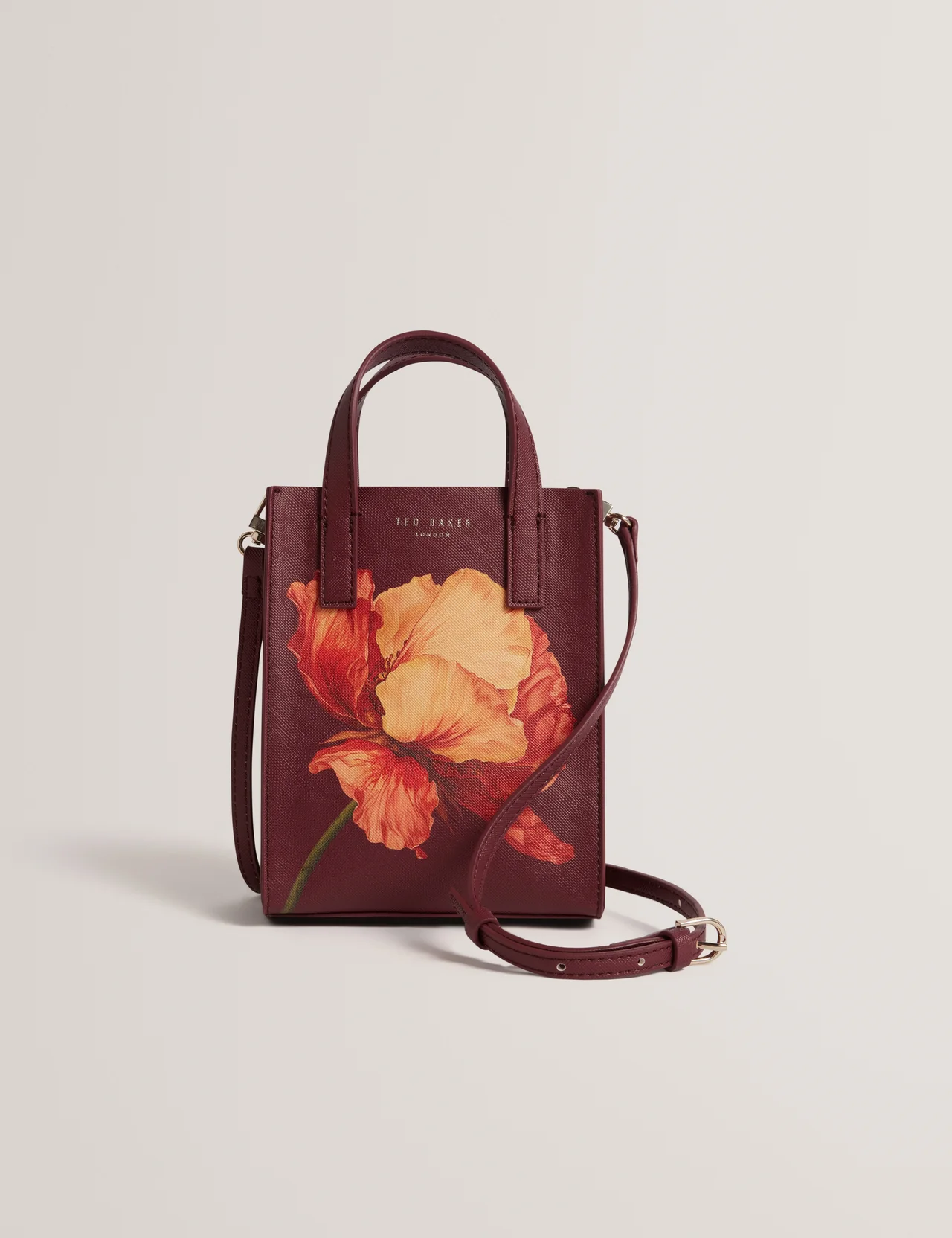 Shilee Printed Flower Bag Wine